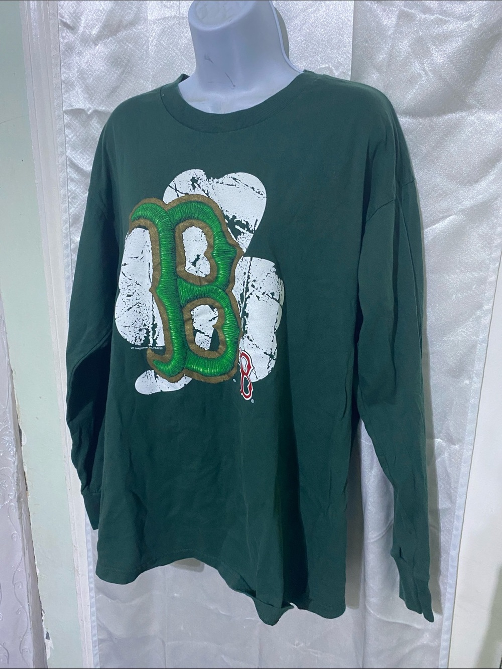 VTG Lee X Boston Red Sox Green Long Sleeve Shirt with Shamrock